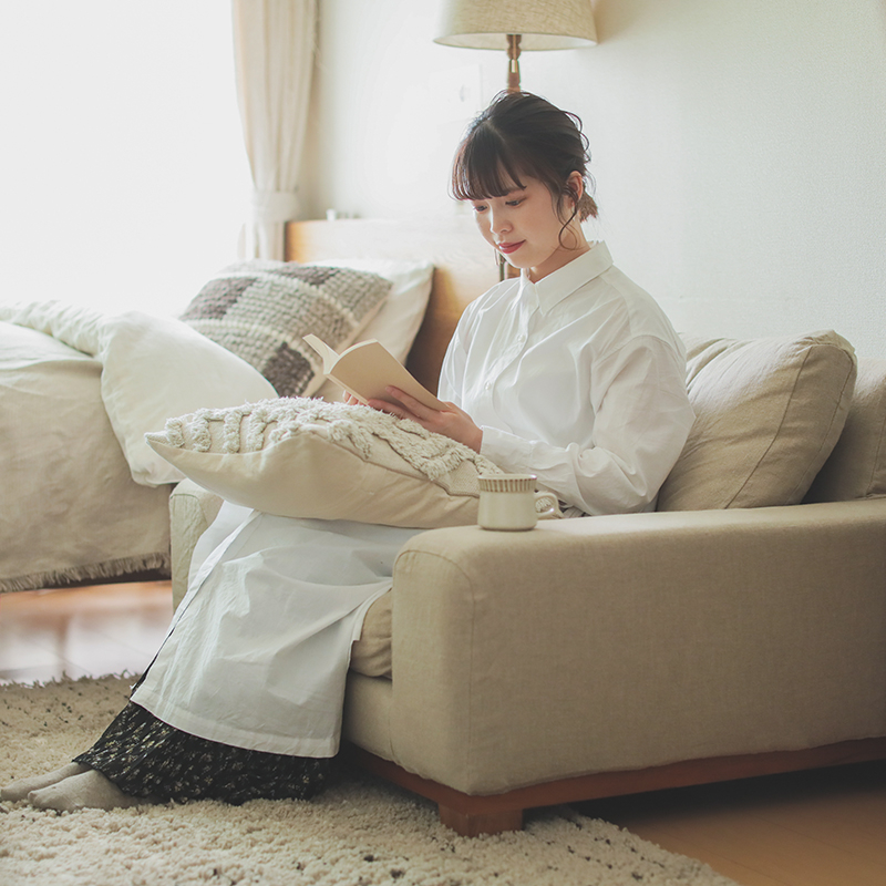 リネンブランケット linoo Daina ナチュラル×グレー Re:CENO リネンブランケット linoo Daina ｜家具・インテリア通販 Re